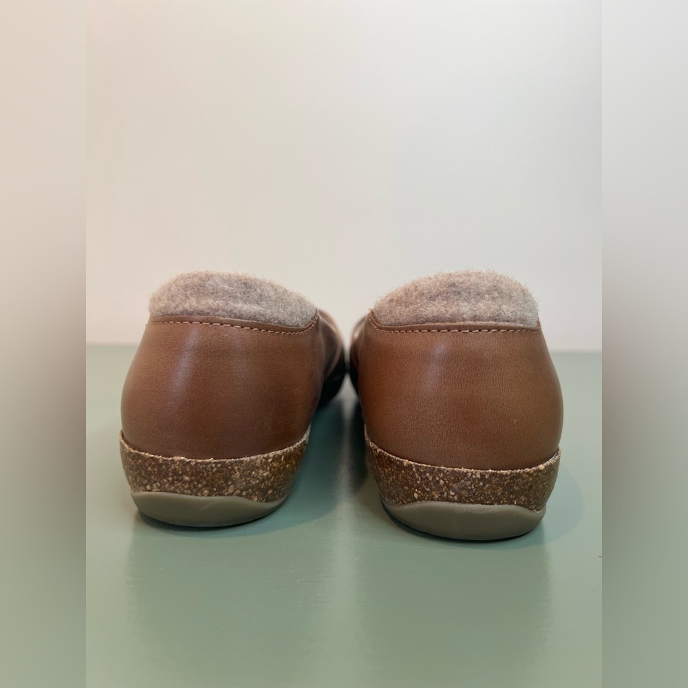 Stegman Brown Leather Loafers Liesl Leather Skimmer Wool Lined Womens 8 Shoes - Picture 7 of 11